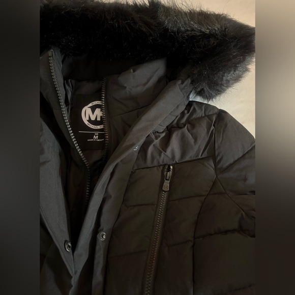 Michael Kors 💅❄️ Black Maxi Long Fur Winter Snow Puffer Coat MK Jacket NEW $400 - Picture 6 of 16